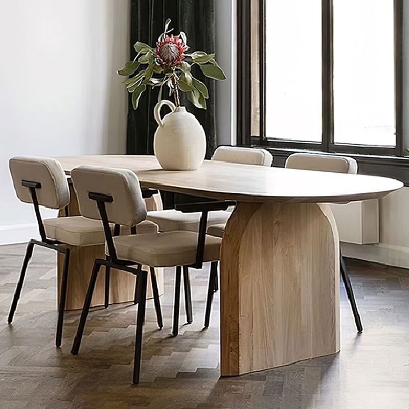 Living Room Two Legs Dining Table Modern Solid Wood Oval Dining Table Clearhalo 'Dining Tables & Seating' 'Dining Tables' 'dining_table' 'furn' 'furn_dining_table' 'Furniture' 'furniture_dining_table' 'Kitchen & Dining Furniture' 1200x1200_c1cfe3dd-d18c-4593-8a4d-de02e305d287