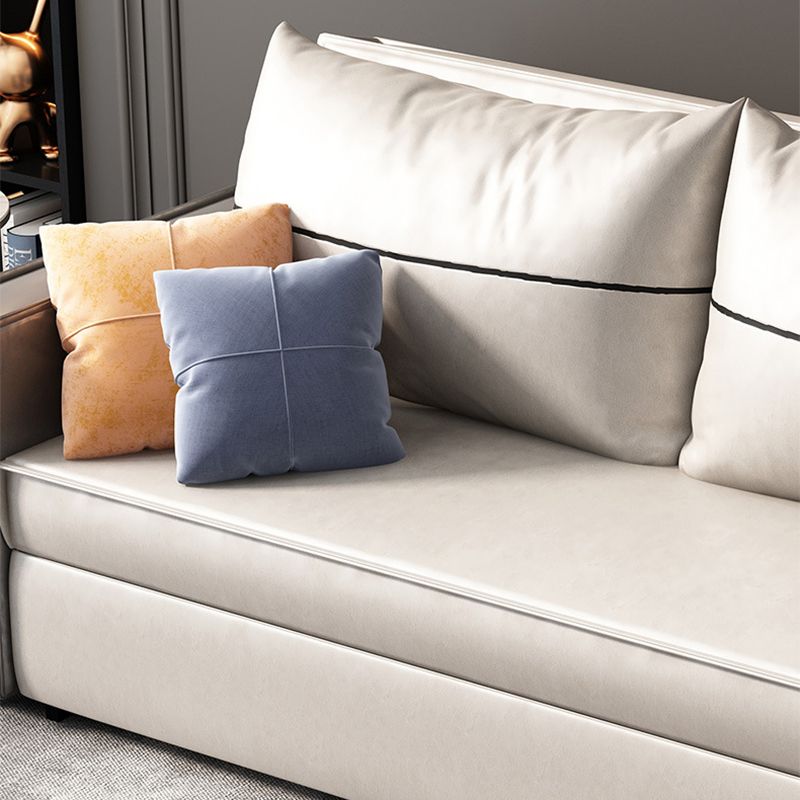 Cama de sofá de cuero de faux beige 35.43 "Sofá de durmiente plegable contemporáneo de ancho