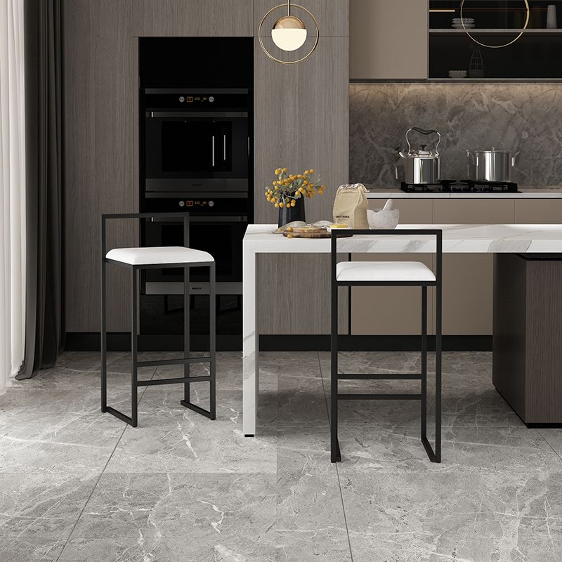 Modern Backrest Armless Counter Stool Iron Cafe Bar Stool with Velvet Cushion and Pedal Clearhalo 'Bar Furniture' 'Bar Stools' 'bar_stools' 'furn' 'furn_bar_stools' 'Furniture' 'furniture_bar_stools' 'Kitchen & Dining Furniture' 1200x1200_c1d27512-9d67-4fc4-b5c7-b60268f5bce7