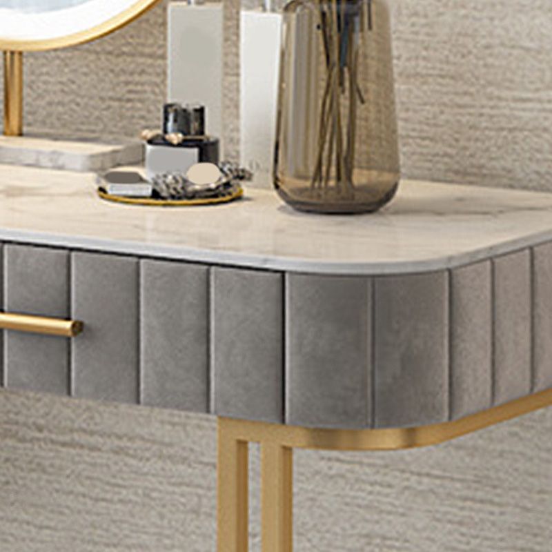 5-Drawers Vanity Makeup Table Set Vanity Stool with Wood Accent Clearhalo 'Bedroom Furniture' 'furn' 'furn_makeup_vanities' 'Furniture' 'Makeup Vanities' 'makeup_vanities' 1200x1200_c1d3a582-42ed-4ac0-8912-bf74b1e326ee