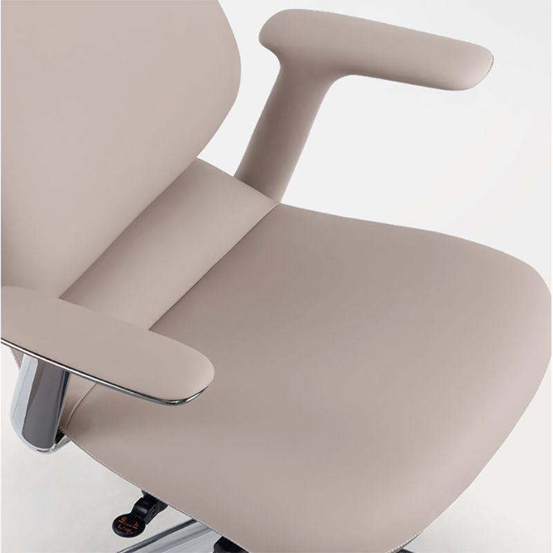 Chaise de bureau à bras fixes moderne chaise de hauteur de siège réglable en cuir avec roues