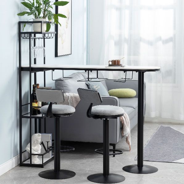 Contemporary Double Pedestal Bar/Dinette Table Wine Rack Stone Counter-height Pub Table Clearhalo 'Bar Furniture' 'Bar Tables' 'bar_tables' 'furn' 'furn_bar_tables' 'Furniture' 'furniture_bar_tables' 'Kitchen & Dining Furniture' 'kitchen&dining_furn' 'kitchen' 1200x1200_c1d5cf60-64e6-4a09-ac18-db3ee7ffe5b5