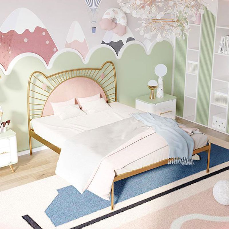 Glam Open-Frame Bed with Upholstered Headboard and Metal Legs Clearhalo 'Bedroom Furniture' 'Beds' 'furn' 'furn_beds' 'Furniture' 1200x1200_c1d62f87-b42c-46b5-a739-ee0fee51903d