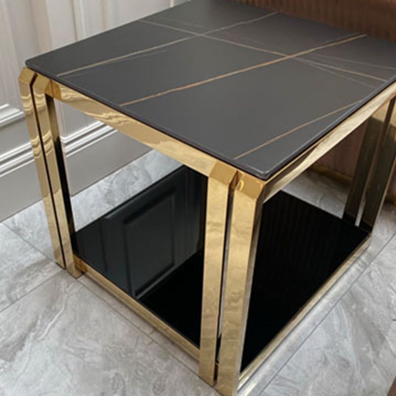 Modern Square Stone Top Side Table Stainless Steel Block End Snack Table Clearhalo 'Coffee & Accent Tables' 'End & Side Tables' 'end_side_table' 'Furniture' 'furniture_end_side_table' 'Living Room Furniture' 1200x1200_c1d702a4-6663-4107-8ce6-9048ad740edb