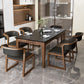Modern Rectangle Dining Table Black Stone Top Dinette Table with Wooden Legs Clearhalo 'Dining Tables & Seating' 'Dining Tables' 'dining_table' 'furn' 'furn_dining_table' 'Furniture' 'Kitchen & Dining Furniture' 1200x1200_c1d76a29-665d-4e08-bc27-8420f087e78c