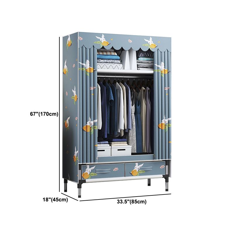 Contemporary Wardrobe Metal Bedroom Wardrobe Closet with Shelves Clearhalo 'Armoires & Wardrobes' 'armoires_wardrobes' 'Bedroom Furniture' 'furn' 'furn_armoires_wardrobes' 'Furniture' 1200x1200_c1d8685e-3523-40d8-882a-75da597663be