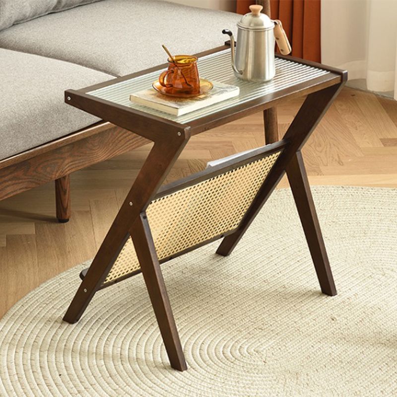 Tavolino laterale di accento rettangolare modernistico e laterale in legno e vetro