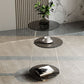 22.83 inch Tall Frame Side Table Modern Round Glass Side End Table