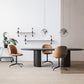 Oval Modern Dining Table Black Fixed Table with Double Pedestal Base Clearhalo ' dining_table' 'Dining Tables & Seating' 'Dining Tables' 'furn' 'furn_dining_table' 'Furniture' 'furniture_dining_table' 'Kitchen & Dining Furniture' 'kitchen&dining_furn' 'kitchen' 'kitchen_dining_table' 1200x1200_c1e294e8-1f2f-4f64-b915-71aa980a4fa5