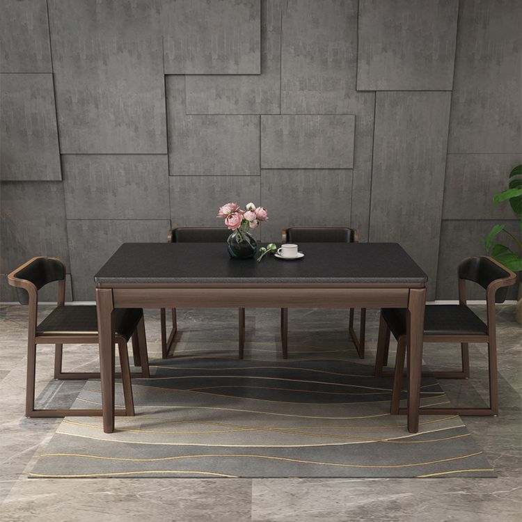 Rectangle Stone Top Dining Table Solid Wood 4 Legs Dining Table for Dining Room Clearhalo 'Dining Tables & Seating' 'Dining Tables' 'dining_table' 'furn' 'furn_dining_table' 'Furniture' 'Kitchen & Dining Furniture' 1200x1200_c1e3cb10-8d42-4571-b085-cd6a81e91f92