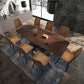 Metal Industrial Rectangle Dining Table Solid Wood Top Table with Pedestal Base Clearhalo ' dining_table' 'Dining Tables & Seating' 'Dining Tables' 'furn' 'furn_dining_table' 'Furniture' 'furniture_dining_table' 'Kitchen & Dining Furniture' 'kitchen&dining_furn' 'kitchen' 'kitchen_dining_table' 1200x1200_c1e622ba-1b19-4309-8724-252e774fb184