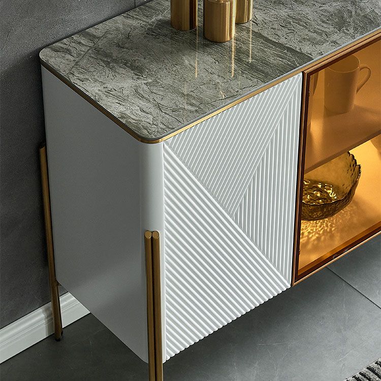 Sideboard in pietra da pranzo a buffet lucido glam con gambe