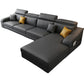 Dark Gray Faux Leather Sloped Arm Sofa Slipcovered Sectional with Pocket Storage Clearhalo 'furn' 'furn_sectionals' 'Furniture' 'furniture_sectionals' 'Living Room Furniture' 'Sectionals' 1200x1200_c1e76dec-1199-4f69-8f4a-04234fac19a0