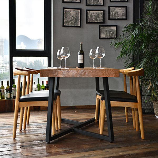 Industrial Style Solid Wood Dining Table Home Use Rectangle Table with Trestle Base Clearhalo ' dining_table' 'Dining Tables & Seating' 'Dining Tables' 'furn' 'furn_dining_table' 'Furniture' 'furniture_dining_table' 'Kitchen & Dining Furniture' 'kitchen&dining_furn' 'kitchen' 'kitchen_dining_table' 1200x1200_c1e80bae-caea-404a-baaa-79f82978492a