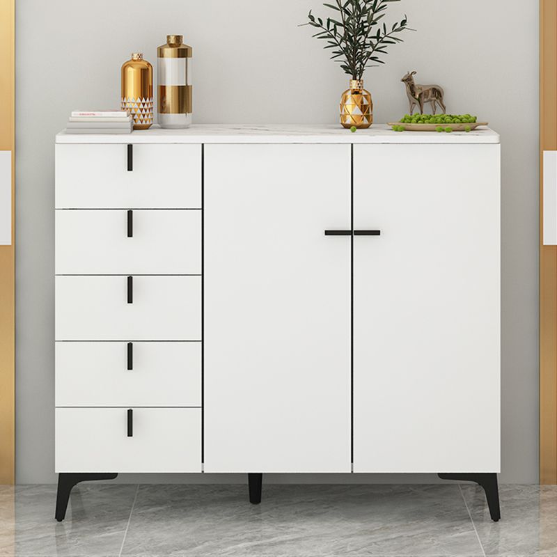 Modern White Wood Storage Chest with Soft-Close Drawers for Home