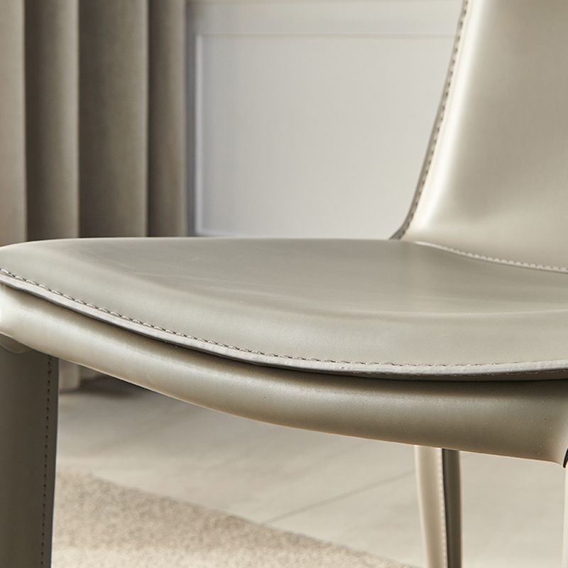 Faux Leather Matte Finish Dining Chair Modern Solid Back Side Chair