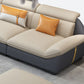Nordic Faux Leather Sectional in Beige Flared Arm Sectional with Pillows
