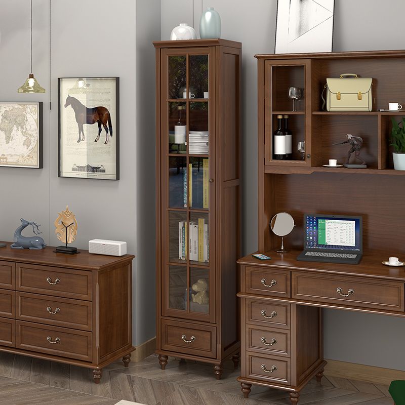 Mid-Century Modern Pine Storage Cabinet Solid Wood Brown Storage Cabinet with Drawer Clearhalo 'Cabinets & Chests' 'cabinets_chests' 'furn' 'furn_cabinets_chests' 'Furniture' 'Living Room Furniture' 1200x1200_c1ec23db-733c-4922-91f2-f77bc881a27d