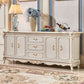 Glam 2-door Sideboard in White Solid Wood with Marble for Living Room Clearhalo 'buffet_sideboard' 'Buffets & Sideboards' 'furn' 'furn_buffet_sideboard' 'Furniture' 'Kitchen & Dining Furniture' 1200x1200_c1ecbdfd-b1df-4c88-912c-808c5667f635