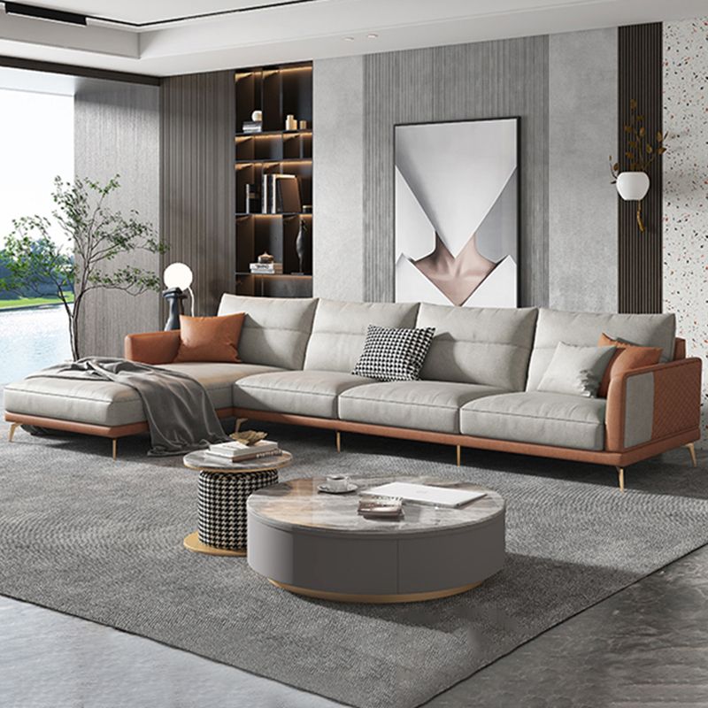 68 "" de large glamour canapé en cuir en cuir en L sectionnelles de dos