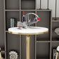 Glam Pedestal Bar Dining Table Faux Marble Cocktail Bar Table with Metal Base