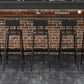 Industrial Faux Leather Dining Stools Armless Bar Stools with Black Metal Base