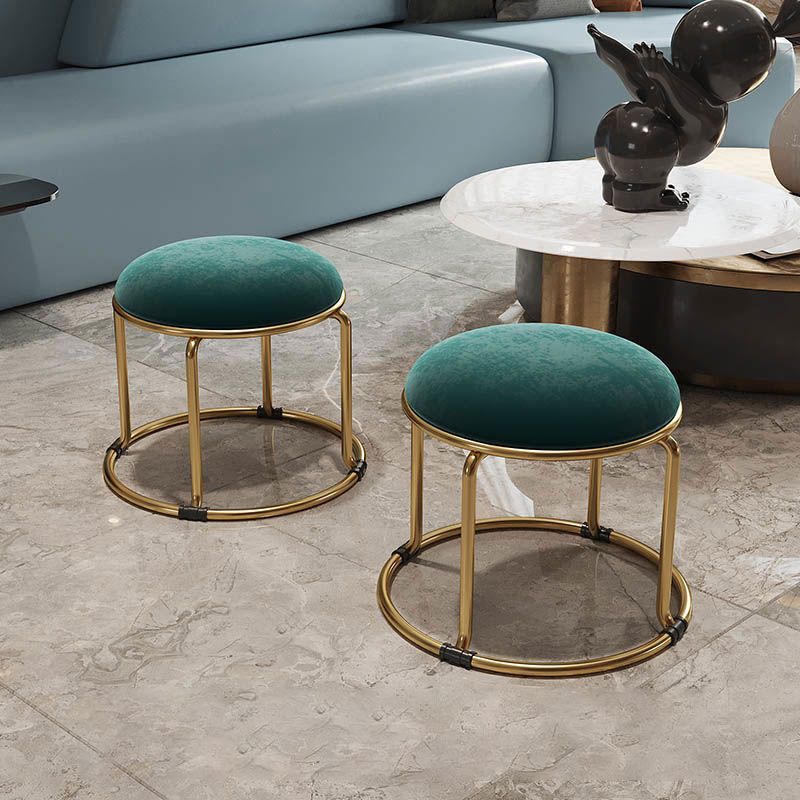 Standard Glam Round Ottoman Velvet Tear Resistant Indoor Pure Color Ottoman Clearhalo 'furn' 'furn_ottomans_poufs' 'Furniture' 'Living Room Furniture' 'Ottomans & Poufs' 'ottomans_poufs' 1200x1200_c1f085d2-57bc-4c69-b037-3b21f642b917