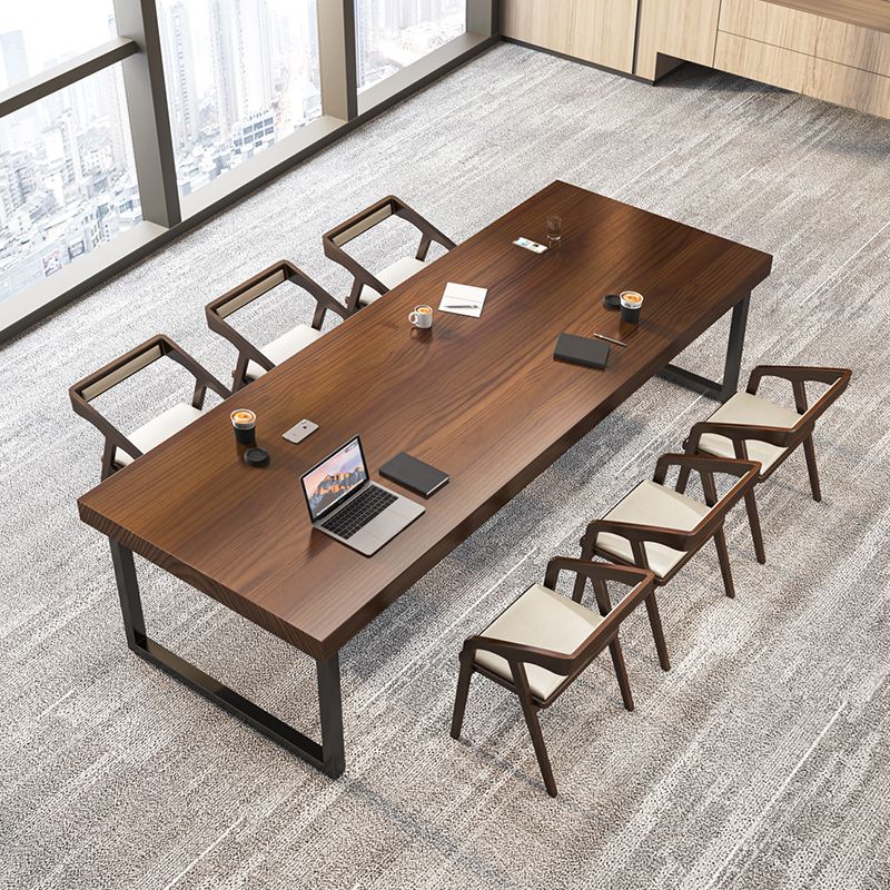 Escritorio de oficina rectangular industrial escritorio de escritura de madera maciza con patas de metal