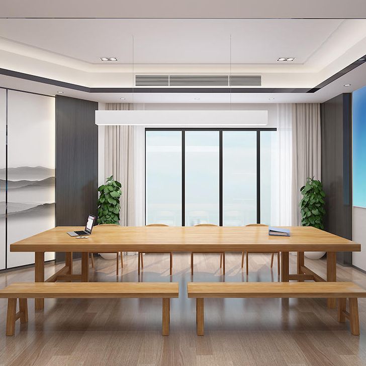 Vast hout rechthoekige vergadertafel kantoor eenvoud schrijven bureau