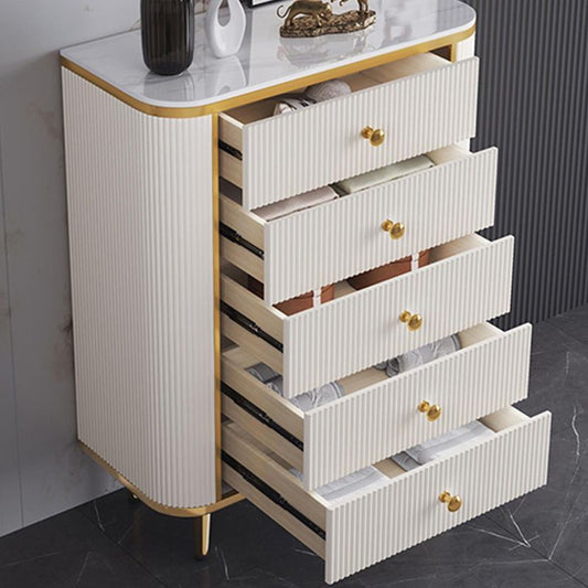 Glam Stone Bedroom Chest White 15" Wide Storage Chest with Drawers