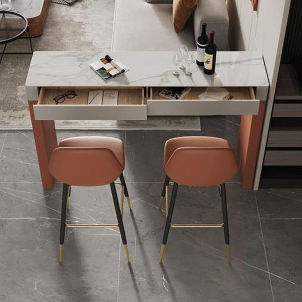 Modern Sintered Stone 1/2/3 Pieces Bar Table Set Rectangle Bar Table with Metal Legs Clearhalo 'Bar Furniture' 'furn' 'furn_home_bar_bar_sets' 'Furniture' 'Home Bars & Bar Sets' 'home_bar_bar_sets' 'Kitchen & Dining Furniture' 1200x1200_c1f83f4a-e9c5-4591-93b3-644b3bc04445