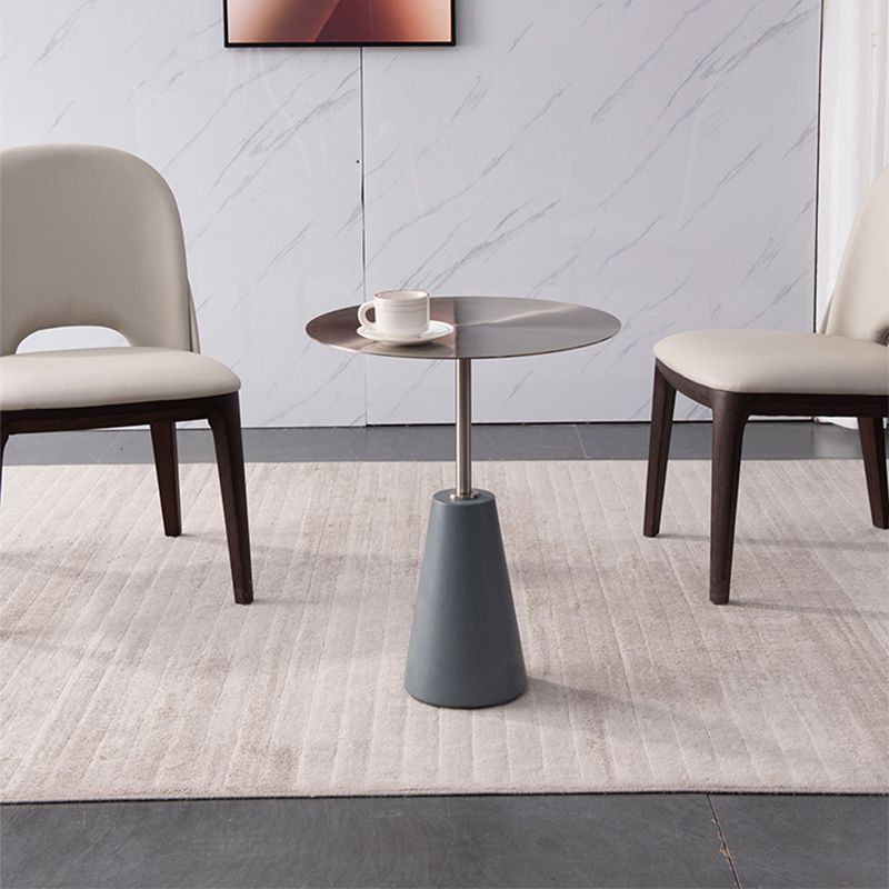 Pedestal 1 Single Coffee Table Mid-Century Modern Cocktail Table with Metal Top