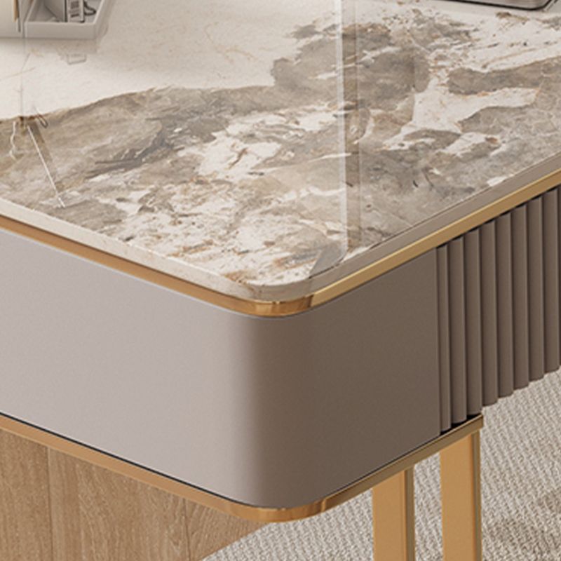 Descrito de oficina de piedra rectángulo base de metal Base de metal escritorio de escritura de estilo para la oficina para la oficina