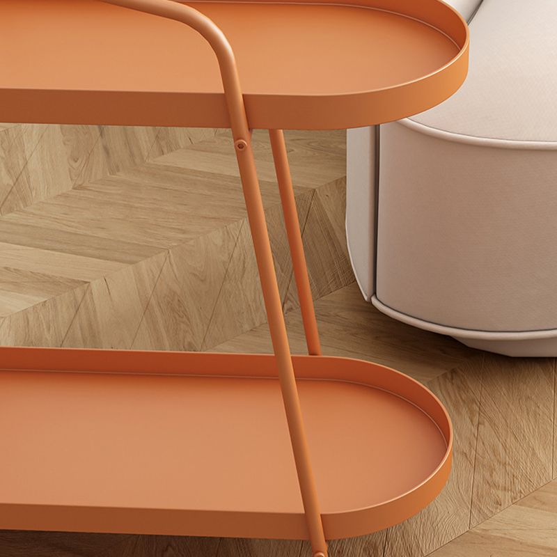 Oval 2-Tier End Table with Casters Mid-Century Modern Metal Side Table Clearhalo 'Coffee & Accent Tables' 'End & Side Tables' 'end_side_tables' 'furn' 'furn_end_side_tables' 'Furniture' 'Living Room Furniture' 1200x1200_c1f90487-a14e-40e0-9762-65785b1c23e4