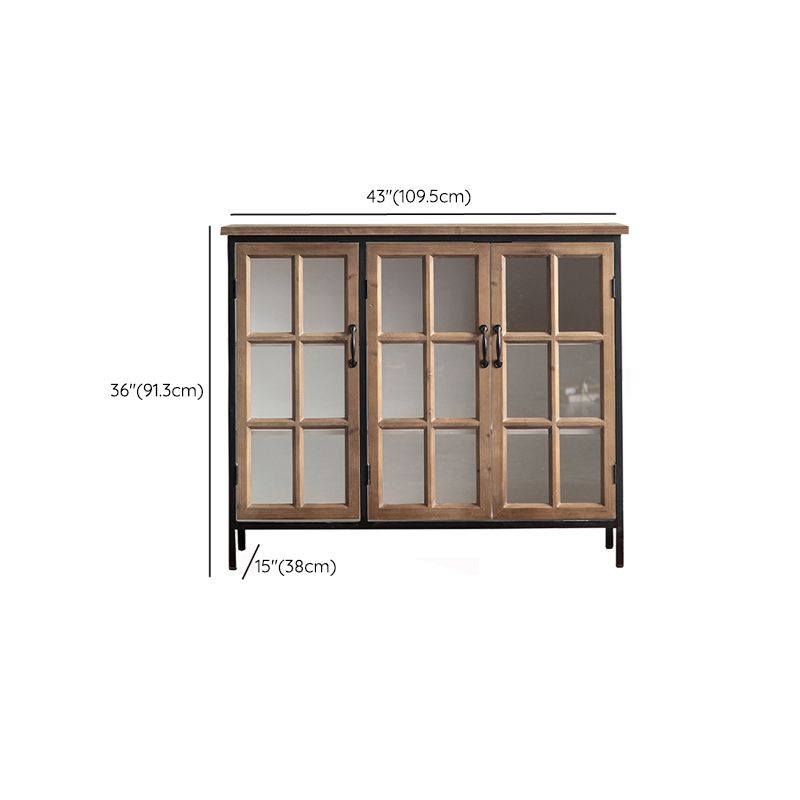 Wood and Iron Chest with Doors Bar Pulls Accent Cabinet with Shelves Clearhalo 'Cabinets & Chests' 'cabinets_chests' 'furn' 'furn_cabinets_chests' 'Furniture' 'Living Room Furniture' 1200x1200_c1f958cf-4a6b-40d3-882f-19803df5cfe7