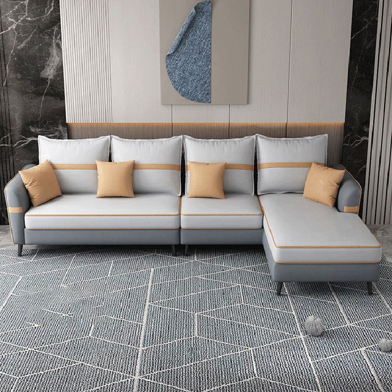 L-vormige 4-zitplaatsen 29.52 "H Sectionele moderne wijd uitlopende arm sectioneel