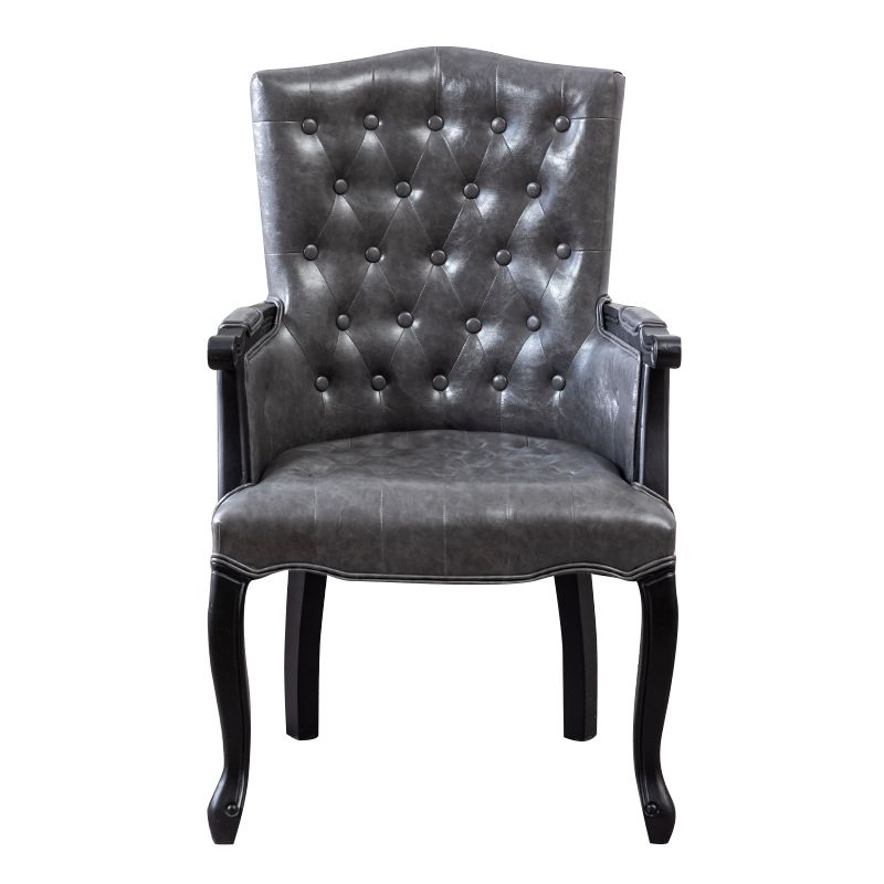 Farmhouse Rubberwood Solid Back Arm Chair Matte Finish Faux Leather Dining Chair Clearhalo ' kitchen&dining_furn' 'Dining Chairs' 'Dining Tables & Seating' 'dining_chair' 'furn' 'furn_dining_chair' 'Furniture' 'furniture_dining_chair' 'Kitchen & Dining Furniture' 'kitchen' 1200x1200_c1fd5991-03d6-4c51-9553-8401ef5cc21e