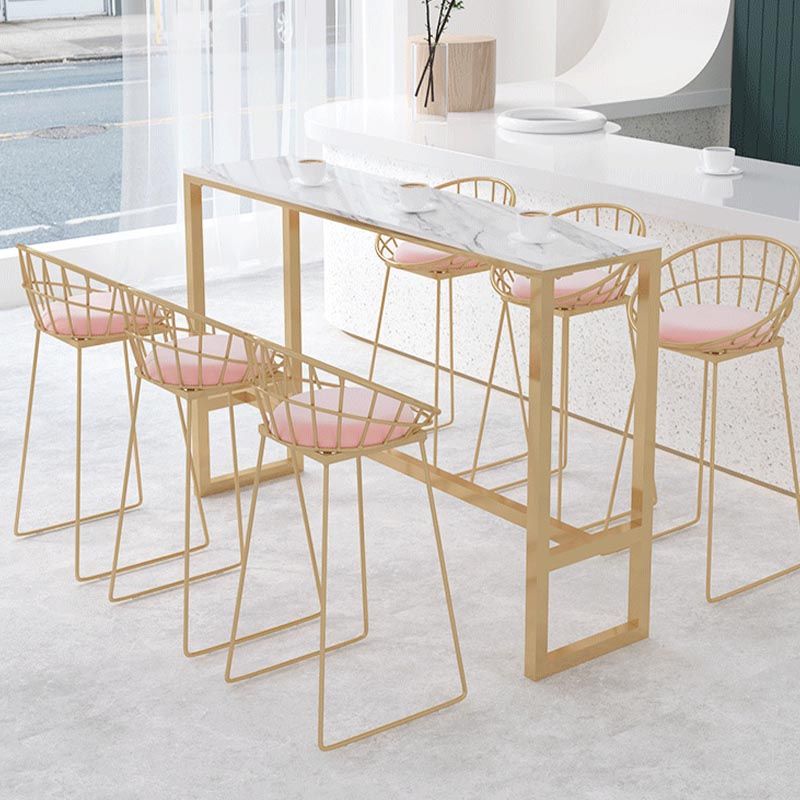 Marble Contemporary Cocktail Bar Table Footrest Rectangle Counter Table in White Clearhalo 'Bar Furniture' 'Bar Tables' 'bar_tables' 'furn' 'furn_bar_tables' 'Furniture' 'Kitchen & Dining Furniture' 1200x1200_c1fdff15-f3fd-435e-b488-5f3dbaa4449e