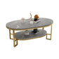 Table basse rectangulaire en ardoise, table basse abstraite avec étagère