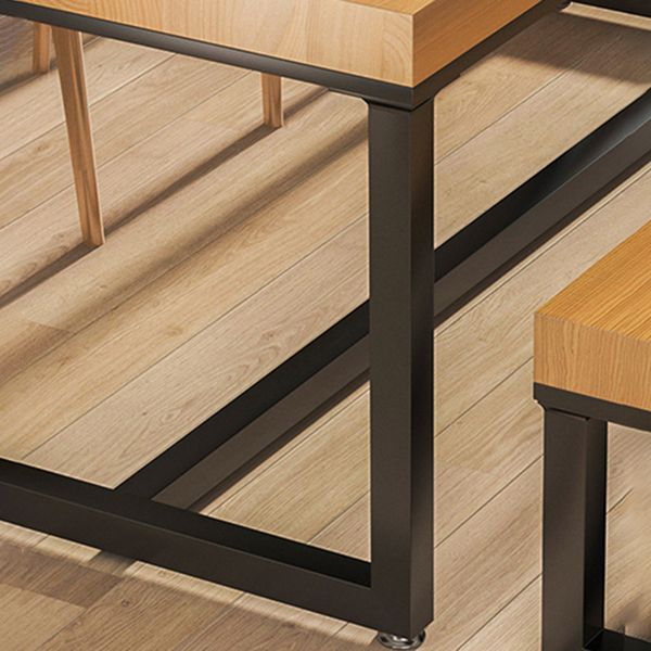 Industrial Solid Wood Dining Table Rectangle Table in Brown with Metal Trestle Base Clearhalo ' dining_table' 'Dining Tables & Seating' 'Dining Tables' 'furn' 'furn_dining_table' 'Furniture' 'furniture_dining_table' 'Kitchen & Dining Furniture' 'kitchen&dining_furn' 'kitchen' 'kitchen_dining_table' 1200x1200_c1ff65fa-af41-49db-98ab-2877bae2f8eb
