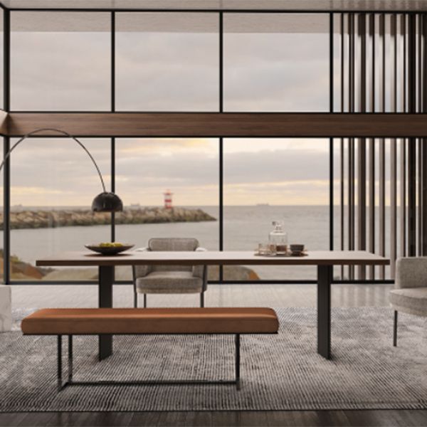 Brown Solid Wood Top Dining Table Rectangle Kitchen Dinette Table Clearhalo 'Dining Tables & Seating' 'Dining Tables' 'dining_table' 'furn' 'furn_dining_table' 'Furniture' 'Kitchen & Dining Furniture' 1200x1200_c2001cc5-afbf-4693-a0a8-3d6212747751