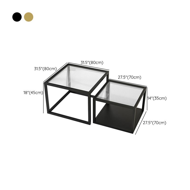 Square Nesting Coffee Table Modern Glass Top Frame Cocktail Table Clearhalo 'Coffee & Accent Tables' 'Coffee Tables' 'coffee_tables' 'furn' 'furn_coffee_tables' 'Furniture' 'Living Room Furniture' 1200x1200_c20132c2-283b-49a7-a9bb-854cb2ee5343