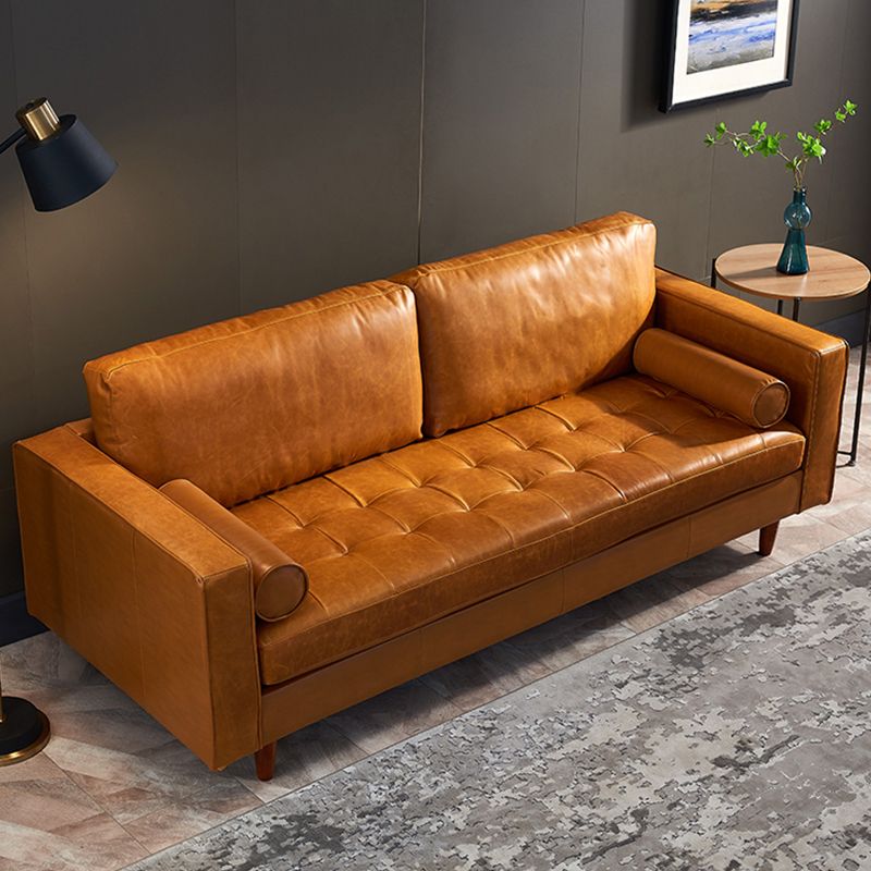 Craftsman Faux Leather Square Tufted Sofa for Living Room 65H