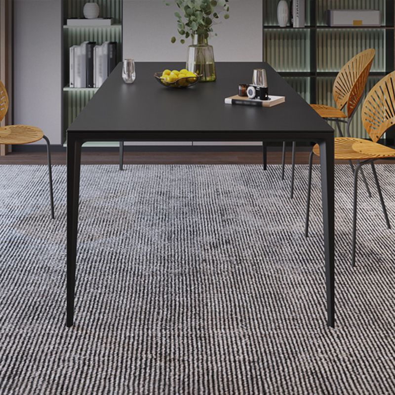 Rectangular Modern Sintered Stone Dining Table Dining Furniture with Metallic Base Clearhalo ' dining_table' 'Dining Tables & Seating' 'Dining Tables' 'Furniture' 'furniture_dining_table' 'Kitchen & Dining Furniture' 'kitchen&dining_furn' 'kitchen' 'kitchen_dining_table' 1200x1200_c2038d68-f5b8-485e-87af-8ef0b267d33c