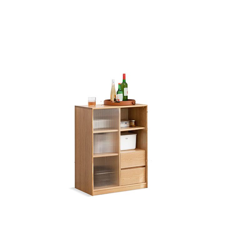 Natural Solid Wood Grooves Glass Paned Living Room Accent Cabinet with Shelves Clearhalo 'Cabinets & Chests' 'cabinets_chests' 'furn' 'furn_cabinets_chests' 'Furniture' 'Living Room Furniture' 1200x1200_c203afe9-5c62-48a7-8614-a067277ead34