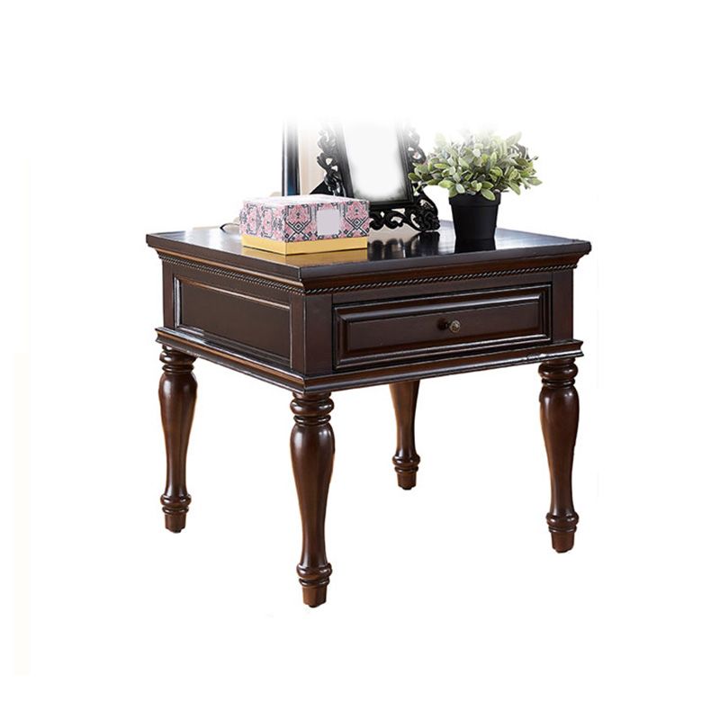 Farmhouse Wooden Square Side Table One Drawer Side Table with Four Wooden Legs Clearhalo 'Coffee & Accent Tables' 'End & Side Tables' 'end_side_table' 'end_side_tables' 'furn' 'furn_end_side_tables' 'Furniture' 'furniture_end_side_table' 'Living Room Furniture' 1200x1200_c207d22d-960e-4f68-8b56-3965a5104523