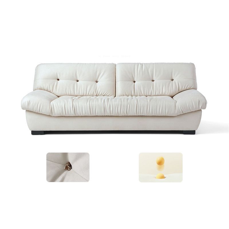 Contemporary Faux Leather Seating Biscuit Back Sofa for Apartment