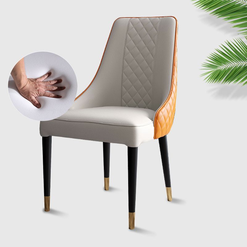 Glam Style Parsons Side Chair Leather Indoor Dining Chair with Wooden Base Clearhalo 'Dining Chairs' 'Dining Tables & Seating' 'dining_chair' 'furn' 'furn_dining_chair' 'Furniture' 'Kitchen & Dining Furniture' 1200x1200_c209d163-c886-489d-b87e-4e7c629f1e28