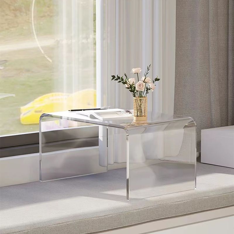 Modern Rectangle Acrylic Side End Snack Table with Sled Base Clearhalo 'Coffee & Accent Tables' 'End & Side Tables' 'end_side_tables' 'furn' 'furn_end_side_tables' 'Furniture' 'Living Room Furniture' 1200x1200_c20af550-68ad-4c74-bc7a-a98eebc48ded