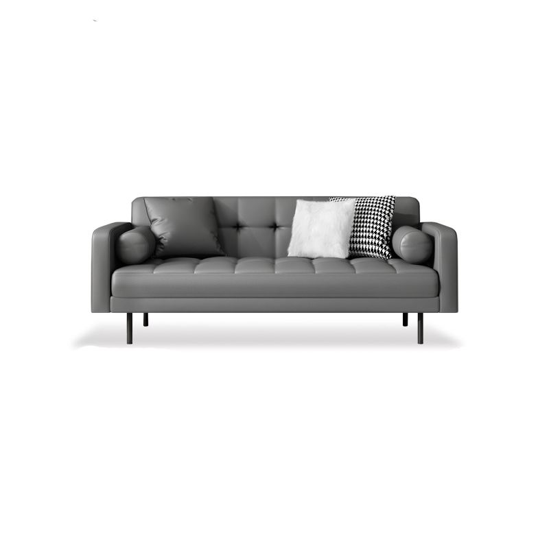 Faux Leather Biscuit Back Sofa 31.49" H Modernism Square Arm Sofa Clearhalo 'furn' 'furn_sofas' 'Furniture' 'furniture_sofas' 'kitchen' 'kitchen_sofas' 'Living Room Furniture' 'Sofa' 'sofas' 1200x1200_c20bd23f-bcf8-4024-865b-bae3ced5a3b1